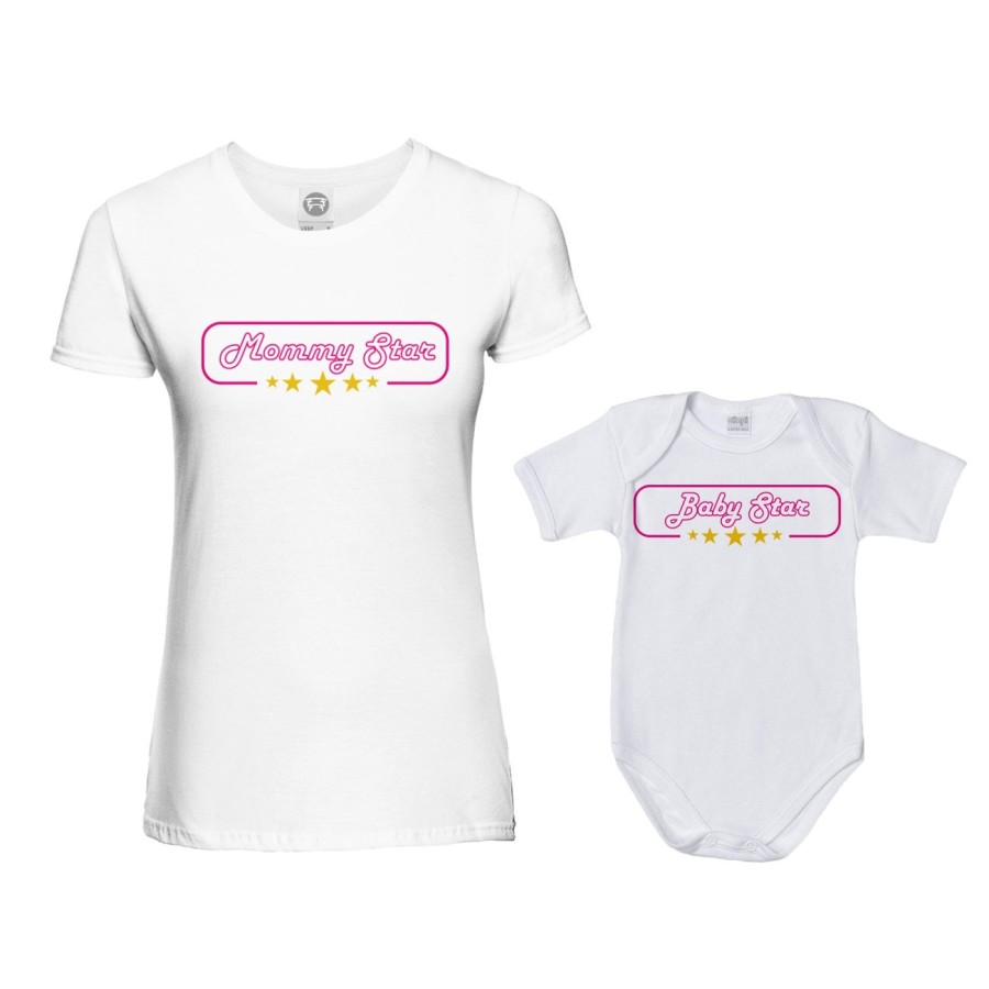 Coordinato t-shirt e body neonato madre figlio mommy star mommy's bodyguard baby star Per la mamma