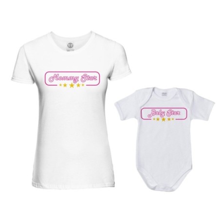 Coordinato t-shirt e body neonato madre figlio mommy star mommy's bodyguard baby star Per la mamma