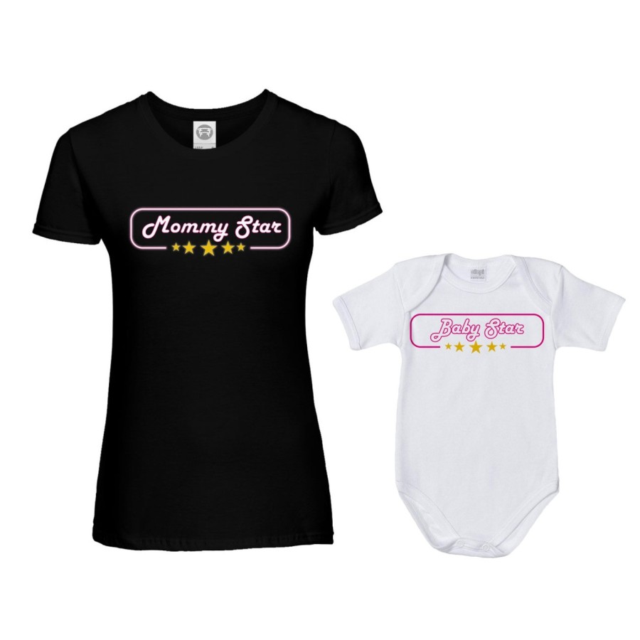 Coordinato t-shirt e body neonato madre figlio mommy star mommy's bodyguard baby star Per la mamma