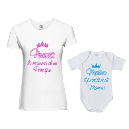 Coordinato t-shirt body madre figlio personalizzato con...