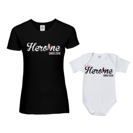Coordinato t-shirt body neonata madre figlia...