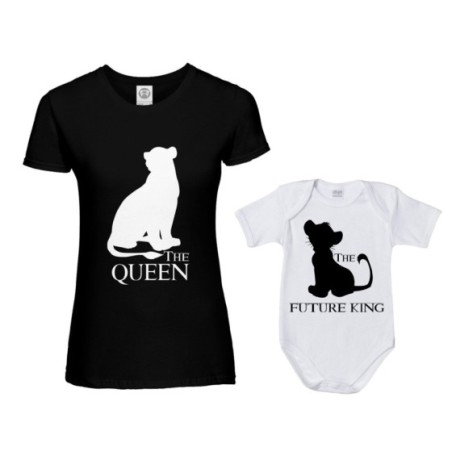 Coordinato t-shirt e body neonato madre figlio the queen...