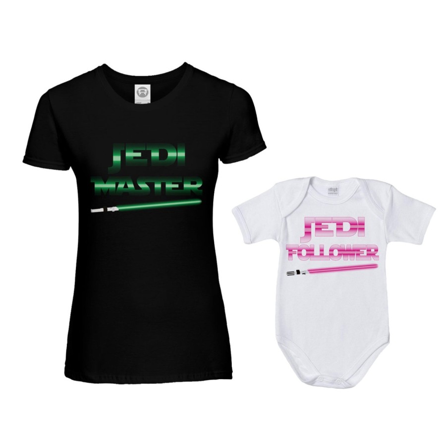 Coordinato t-shirt e body neonato madre figlio jedi master jedi follower Per la mamma