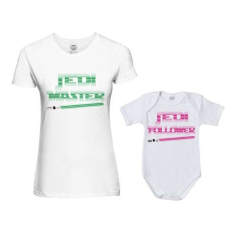 Coordinato t-shirt e body neonato madre figlio jedi master jedi follower Per la mamma