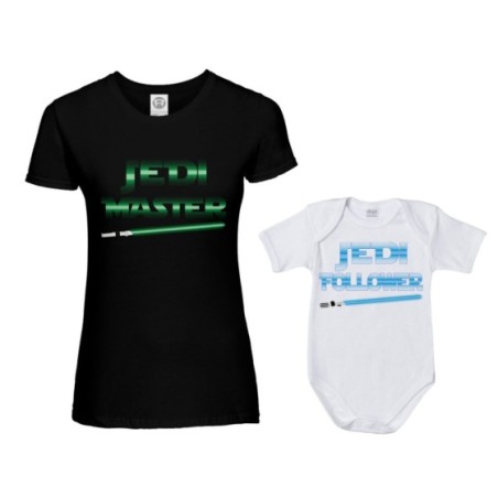 Coordinato t-shirt e body neonato madre figlio jedi master jedi follower Per la mamma