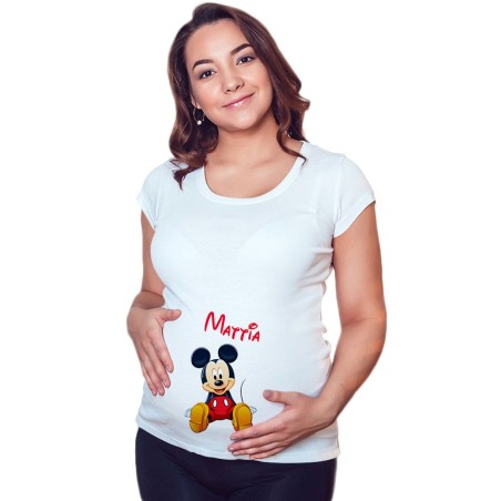 Maglia premaman personalizzata con nome cute topolino