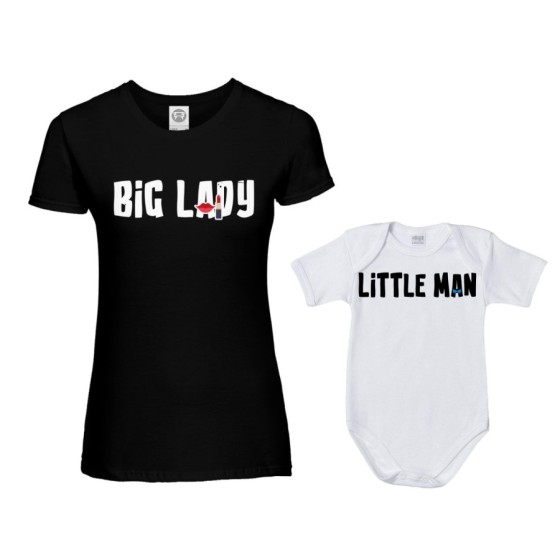 Coordinato t-shirt e body neonato madre figlio big lady little lady little boy Per la mamma