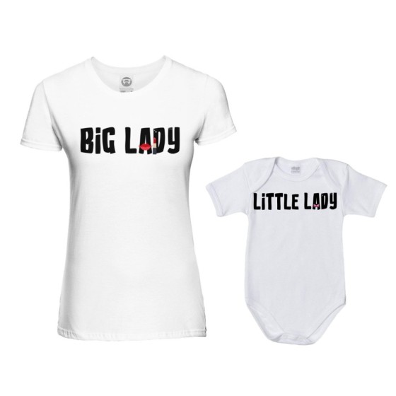 Coordinato t-shirt e body neonato madre figlio big lady little lady little boy Per la mamma 2