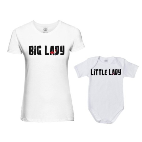 Coordinato t-shirt e body neonato madre figlio big lady little lady little boy Per la mamma