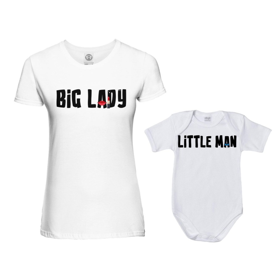 Coordinato t-shirt e body neonato madre figlio big lady little lady little boy Per la mamma