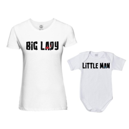 Coordinato t-shirt e body neonato madre figlio big lady little lady little boy Per la mamma