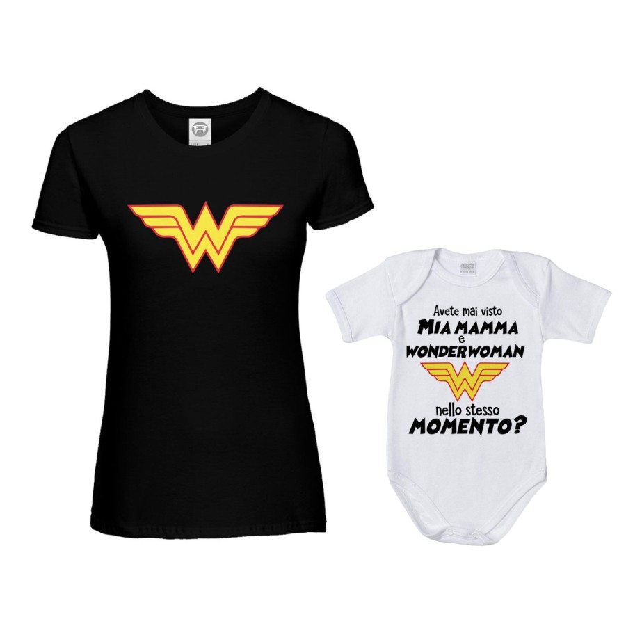 Coordinato t-shirt body madre figlio avete mai visto mia mamma woderwoman nello stesso momento? Per la mamma