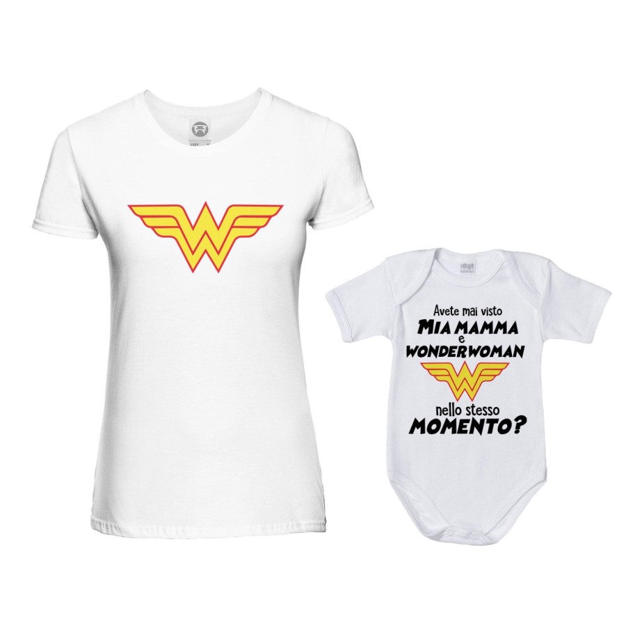 Coordinato t-shirt body madre figlio avete mai visto mia mamma woderwoman nello stesso momento? Per la mamma