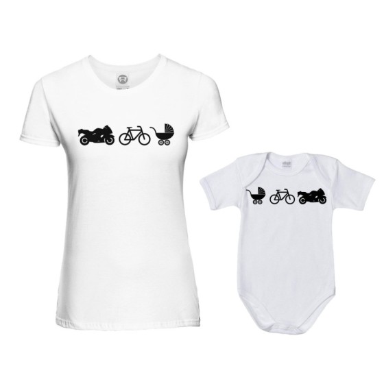 Coordinato t-shirt e body neonato madre figlio dalla moto al carrozzino Per la mamma 2