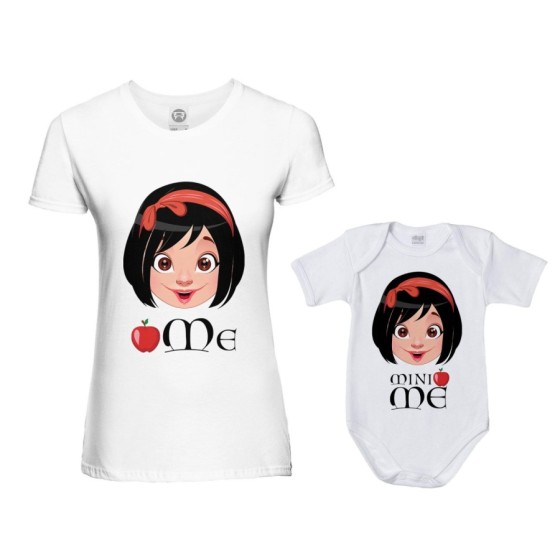 Coordinato t-shirt e body neonata madre figlia me biancaneve mini biancaneve Per la mamma 2