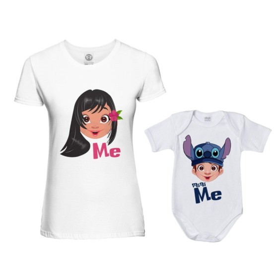 Coordinato t-shirt e body neonato madre figlio me lilo mini stich Per la mamma
