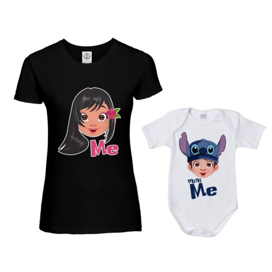 Coordinato t-shirt e body neonato madre figlio me lilo mini stich Per la mamma 2
