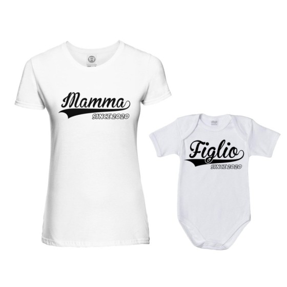 Coordinato t-shirt body madre figlio personalizzato con anno mamma since figlia figlio since Per la mamma