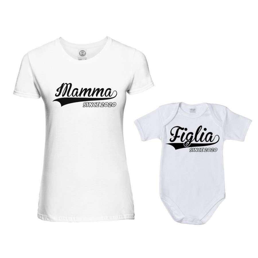 Coordinato t-shirt body madre figlio personalizzato con anno mamma since figlia figlio since Per la mamma