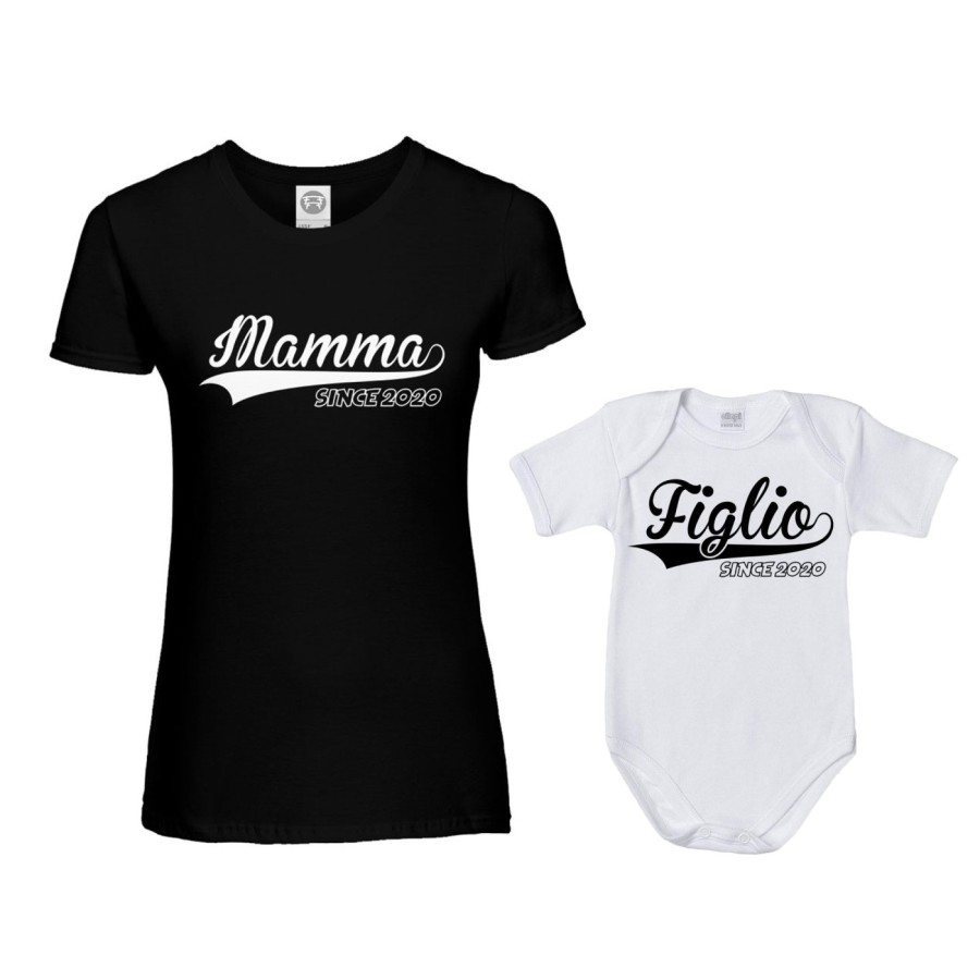 Coordinato t-shirt body madre figlio personalizzato con anno mamma since figlia figlio since Per la mamma