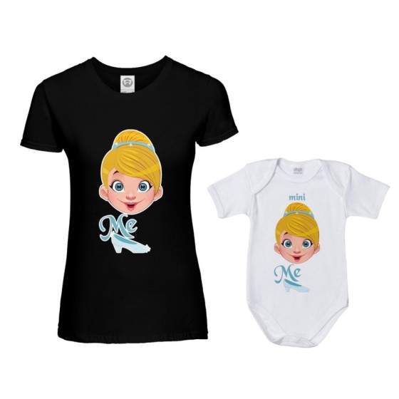 Coordinato t-shirt e body neonata madre figlia me cenerentola mini cenerentola Per la mamma