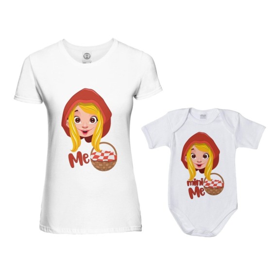 Coordinato t-shirt e body neonata madre figlia me cappuccetto rosso mini cappuccetto rosso Per la mamma 2