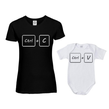 Coordinato t-shirt e body neonato madre figlio copia e...