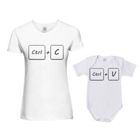 Coordinato t-shirt e body neonato madre figlio copia e incolla Per la mamma