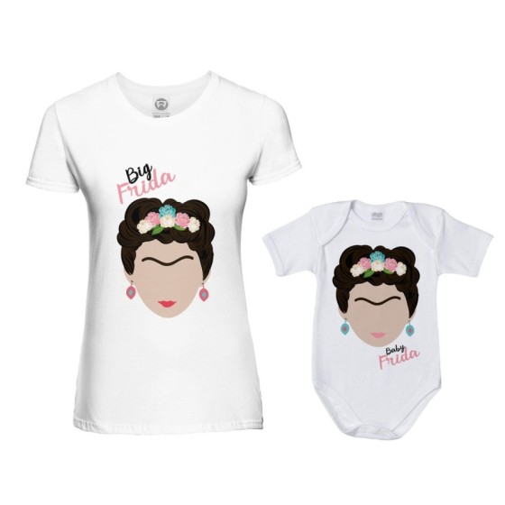 Coordinato t-shirt e body neonata madre figlia big frida khalo baby frida khalo Per la mamma