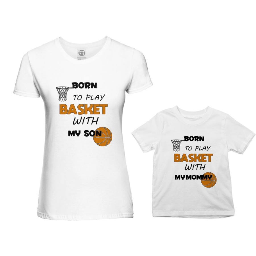 Coordinato t-shirt madre figlio born to play basket with my son my daughter Per la mamma