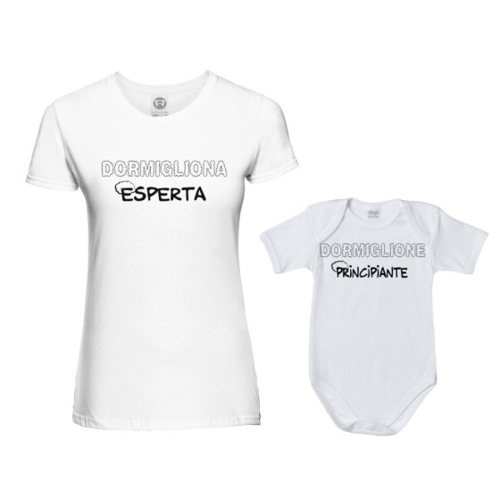 Coordinato t-shirt body madre figlio dormigliona esperta dormigliona dormiglione principiante Per la mamma
