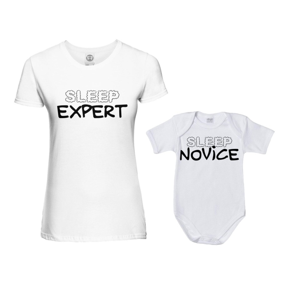 Coordinato t-shirt e body neonato madre figlio sleep expert sleep novice Per la mamma