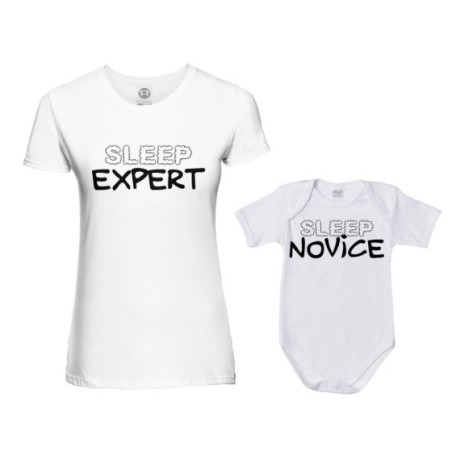 Coordinato t-shirt e body neonato madre figlio sleep...