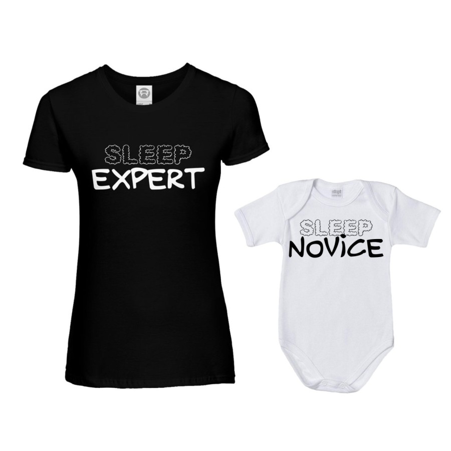 Coordinato t-shirt e body neonato madre figlio sleep expert sleep novice Per la mamma