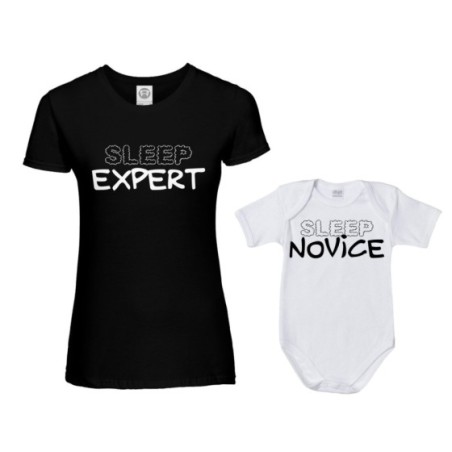 Coordinato t-shirt e body neonato madre figlio sleep expert sleep novice Per la mamma