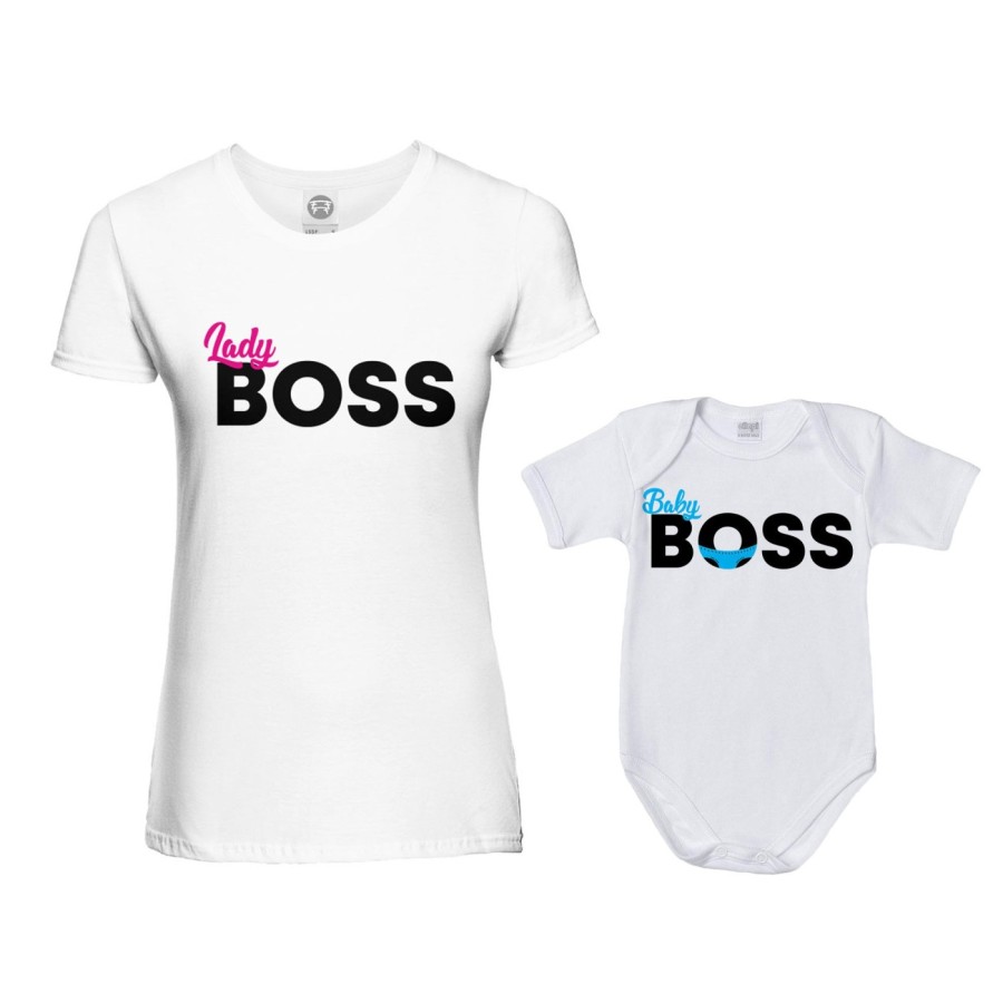 Coordinato t-shirt e body neonato madre figlio lady boss little boss Per la mamma
