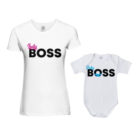 Coordinato t-shirt e body neonato madre figlio lady boss...