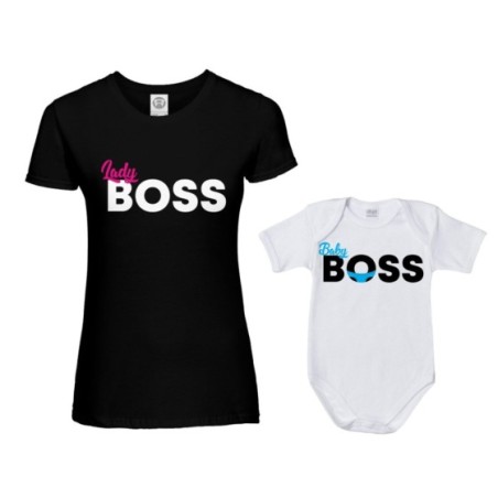 Coordinato t-shirt e body neonato madre figlio lady boss little boss Per la mamma