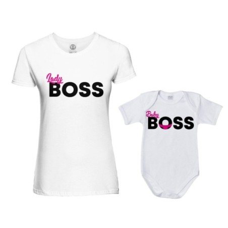 Coordinato t-shirt e body neonato madre figlio lady boss little boss Per la mamma
