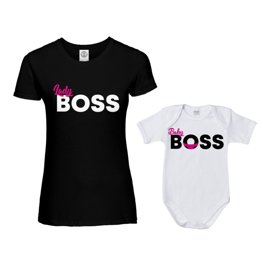 Coordinato t-shirt e body neonato madre figlio lady boss little boss Per la mamma