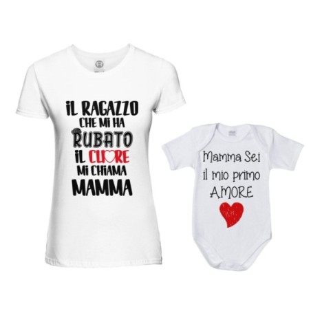 Coordinato t-shirt e body neonato madre figlio il ragazzo...