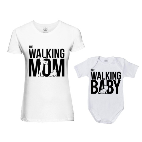 Coordinato t-shirt e body neonato madre figlio the walking mom the walking baby Per la mamma 2