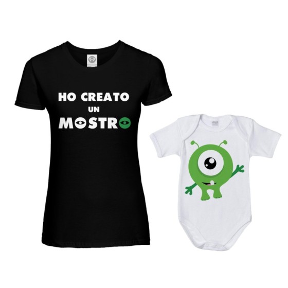 Coordinato t-shirt e body neonato madre figlio ho creato un mostro Per la mamma