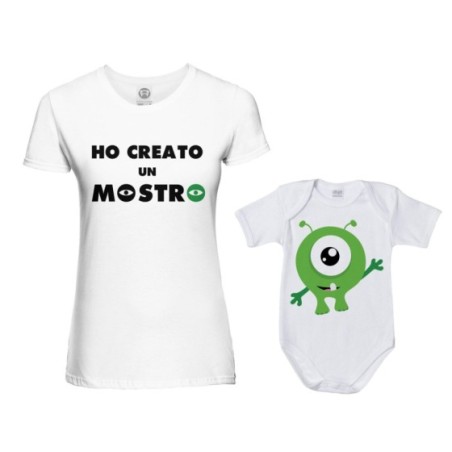 Coordinato t-shirt e body neonato madre figlio ho creato un mostro Per la mamma