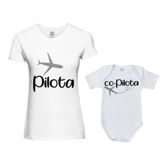 Coordinato t-shirt e body neonato madre figlio pilota co-pilota Per la mamma 2