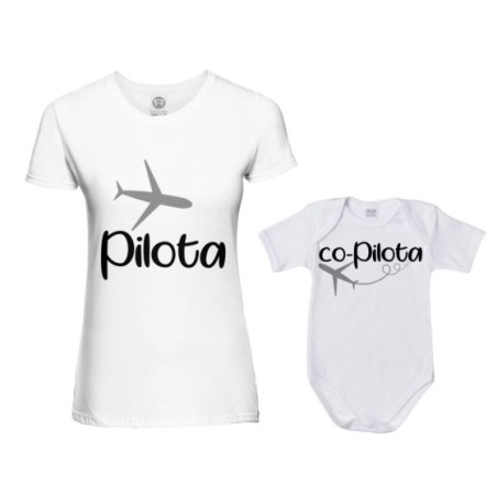 Coordinato t-shirt e body neonato madre figlio pilota co-pilota Per la mamma
