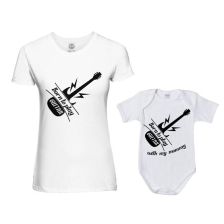 Coordinato t-shirt e body neonato madre figlio born to...