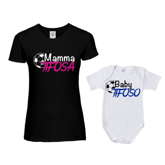 Coordinato t-shirt e body neonato madre figlio mamma tifosa baby tifoso baby tifosa Per la mamma 2
