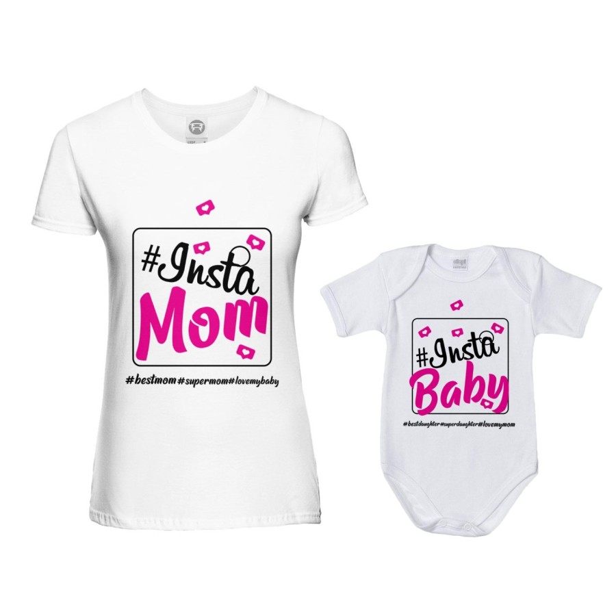 Coordinato t-shirt e body neonato madre figlio insta mom insta baby Per la mamma