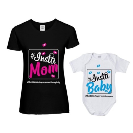 Coordinato t-shirt e body neonato madre figlio insta mom insta baby Per la mamma